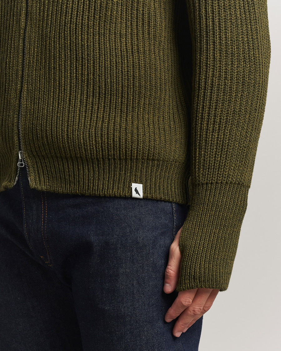 Herren | Pullover | Peregrine | Fisherman Merino Zip Cardigan Olive