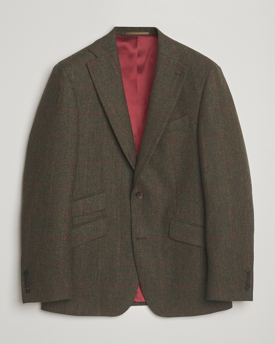 Herren | Sakkos | Walker Slater | Edward Lambswool Windowpane Blazer Dark Green