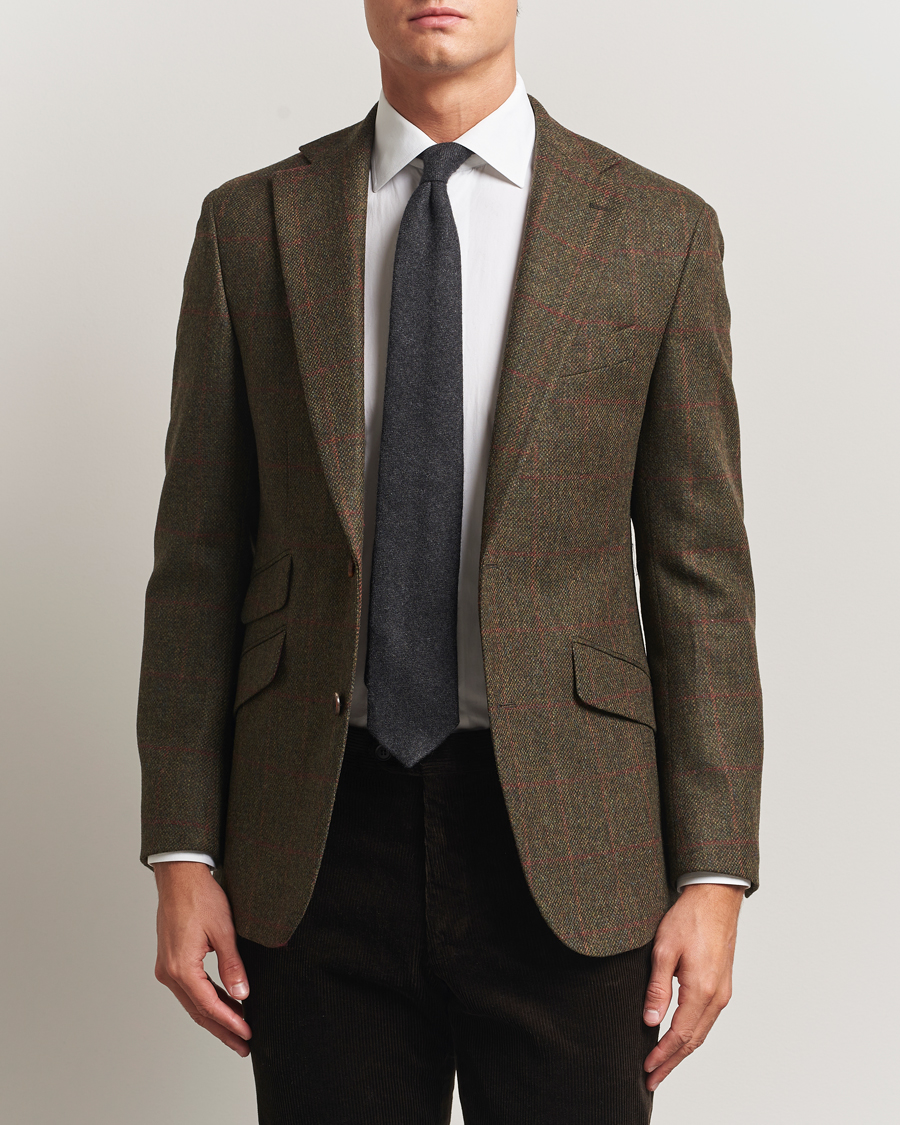 Herren | Sakkos | Walker Slater | Edward Lambswool Windowpane Blazer Dark Green
