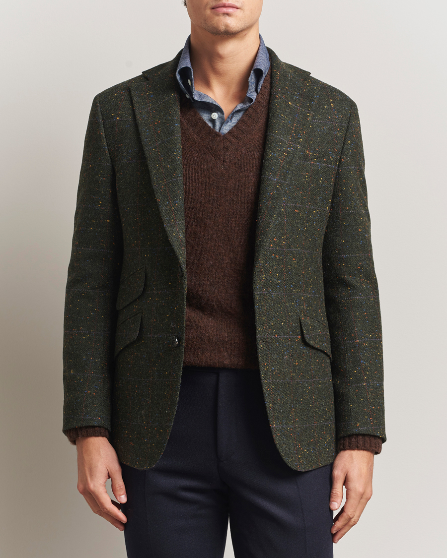 Herren | Sakkos | Walker Slater | Edward Lambswool Donegal Windowpane Blazer Dark Green