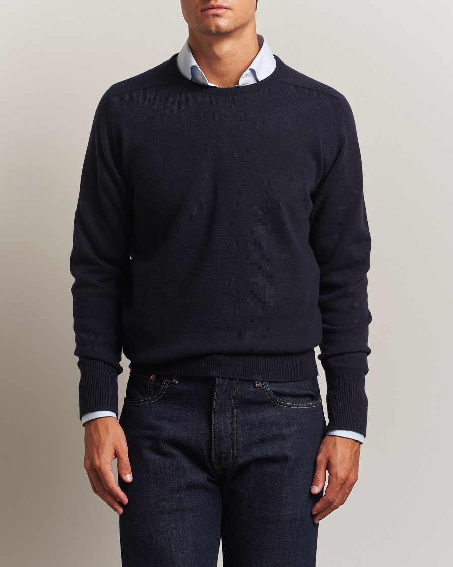 Herren | Pullover | William Lockie | Melrose Cashmere Crew Neck Dark Navy