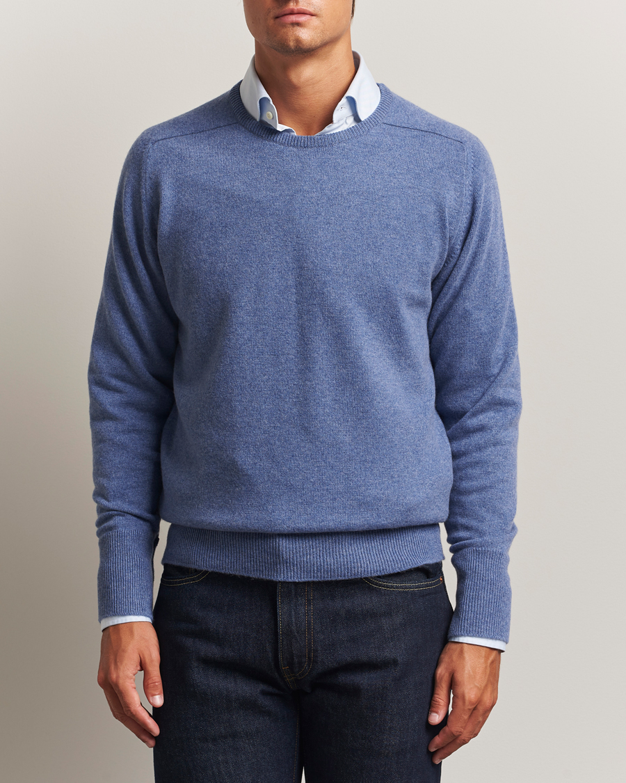 Herren | Pullover | William Lockie | Melrose Cashmere Crew Neck Blue