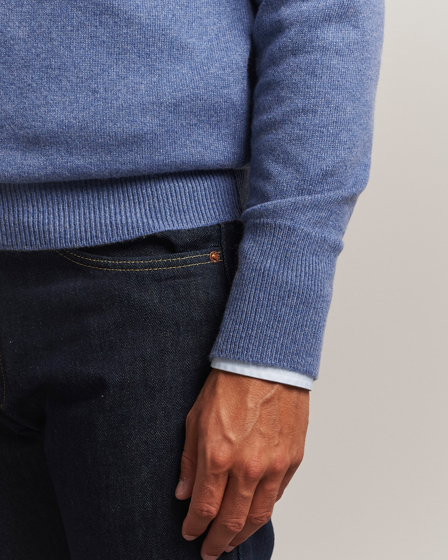 Herren | Pullover | William Lockie | Melrose Cashmere Crew Neck Blue