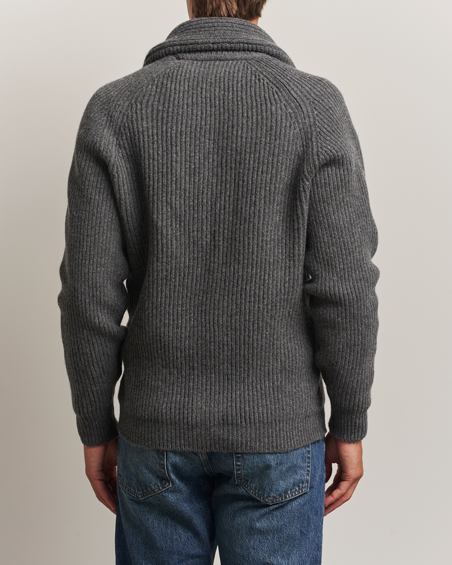 Herren | Pullover | William Lockie | Windsor Geelong Lambswool Shawl Cardigan Grey
