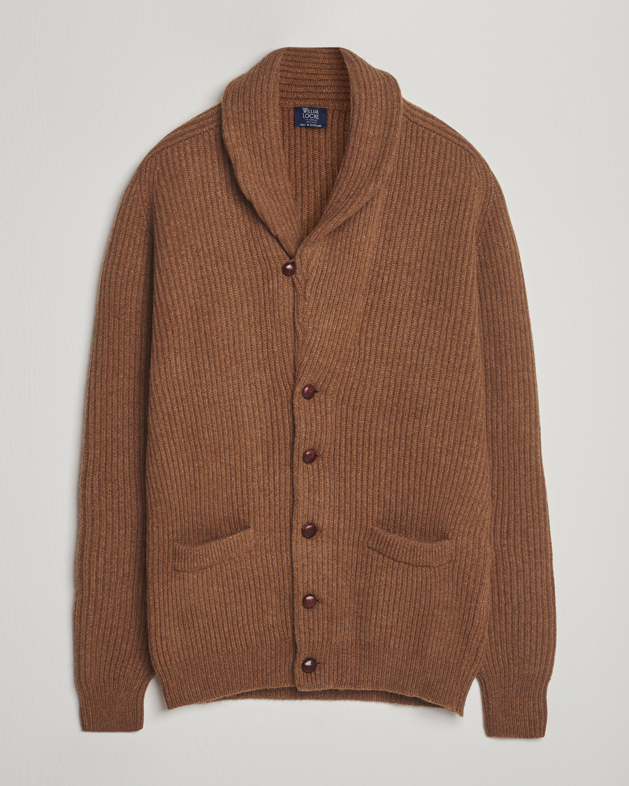 Herren | Pullover | William Lockie | Windsor Geelong Lambswool Shawl Cardigan Brown