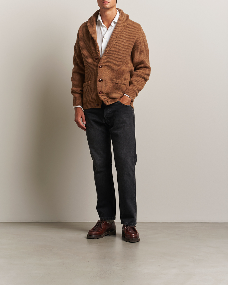 Herren | Pullover | William Lockie | Windsor Geelong Lambswool Shawl Cardigan Brown