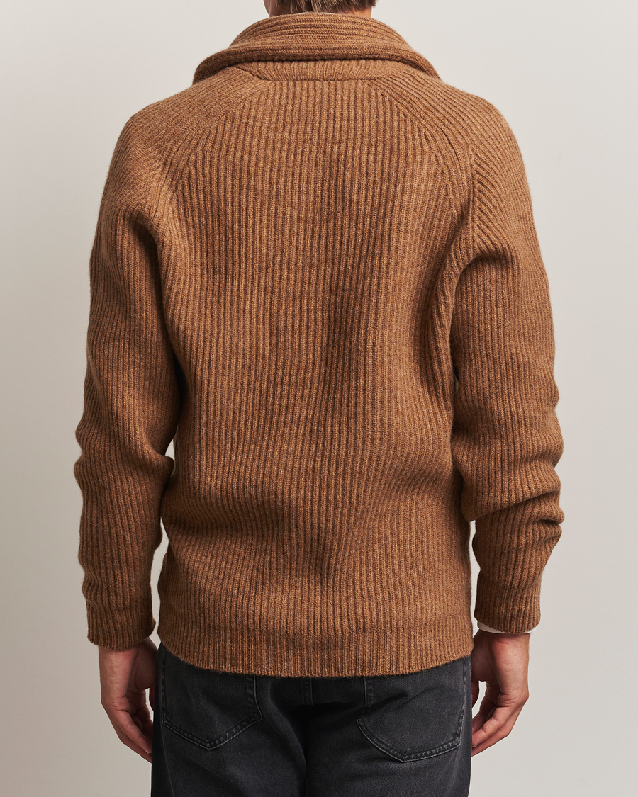 Herren | Pullover | William Lockie | Windsor Geelong Lambswool Shawl Cardigan Brown