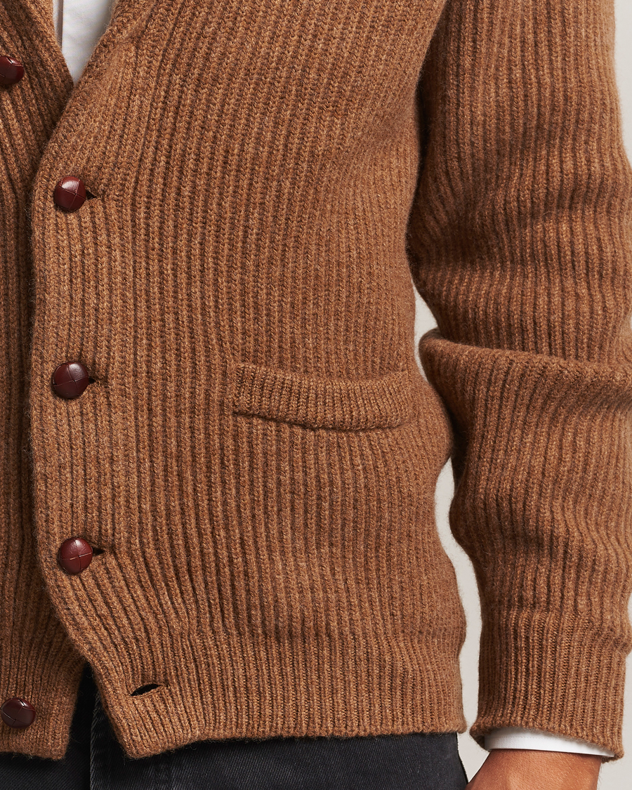 Herren | Pullover | William Lockie | Windsor Geelong Lambswool Shawl Cardigan Brown