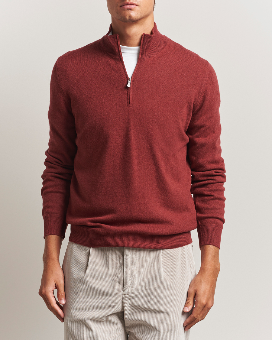 Herren | Pullover | Gran Sasso | Wool/Cashmere Half Zip Red Melange