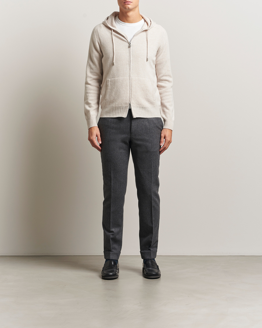 Herren | Pullover | Gran Sasso | Full Zip Wool Hoodie Cream