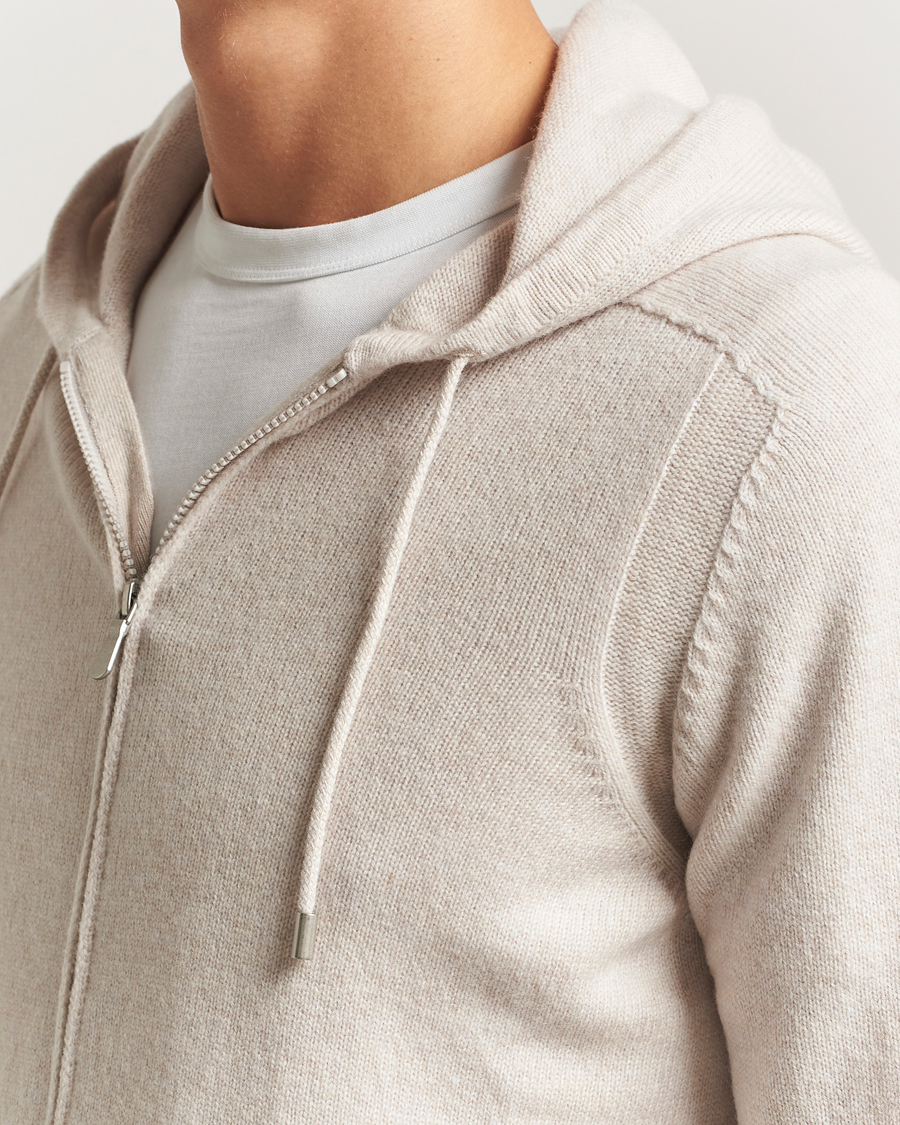 Herren | Pullover | Gran Sasso | Full Zip Wool Hoodie Cream
