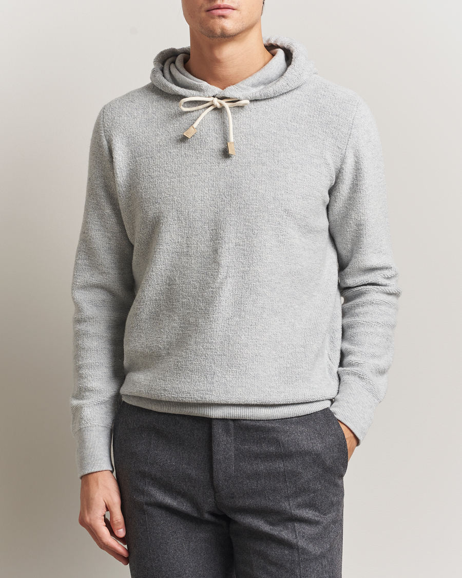 Herren | Pullover | Gran Sasso | Boiled Wool Hoodie Light Grey Melange