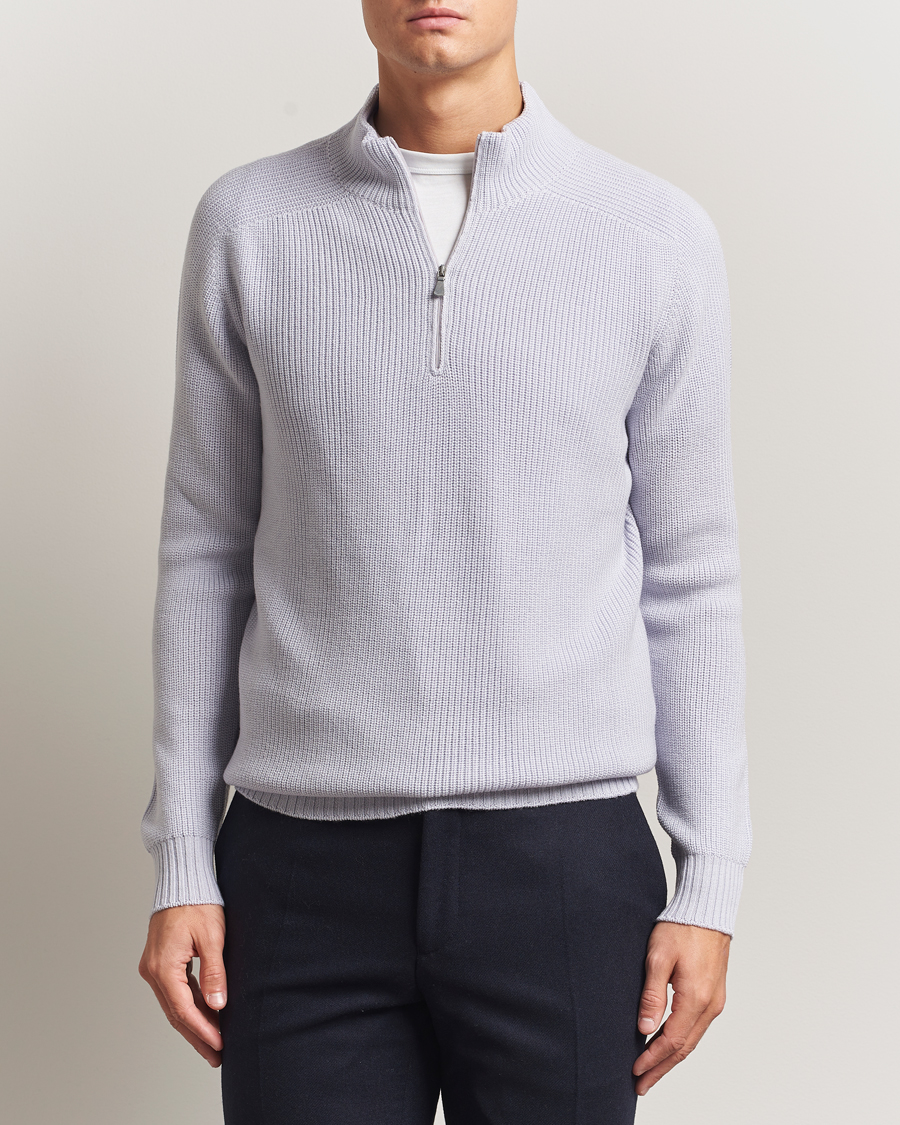 Herren | Pullover | Gran Sasso | Rainwool Half Zip Light Lavendel