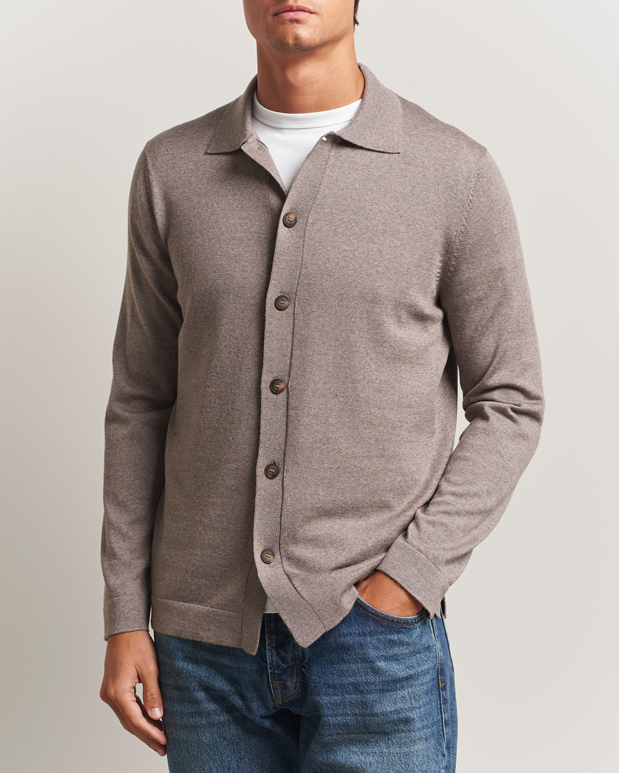 Herren | Pullover | Gran Sasso | Wool Knitted Cardigan Beige Melange