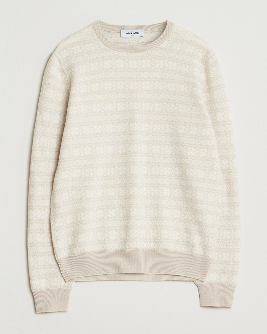 Herren | Pullover | Gran Sasso | Wool/Cashmere Fairisle Sweater Beige Melange