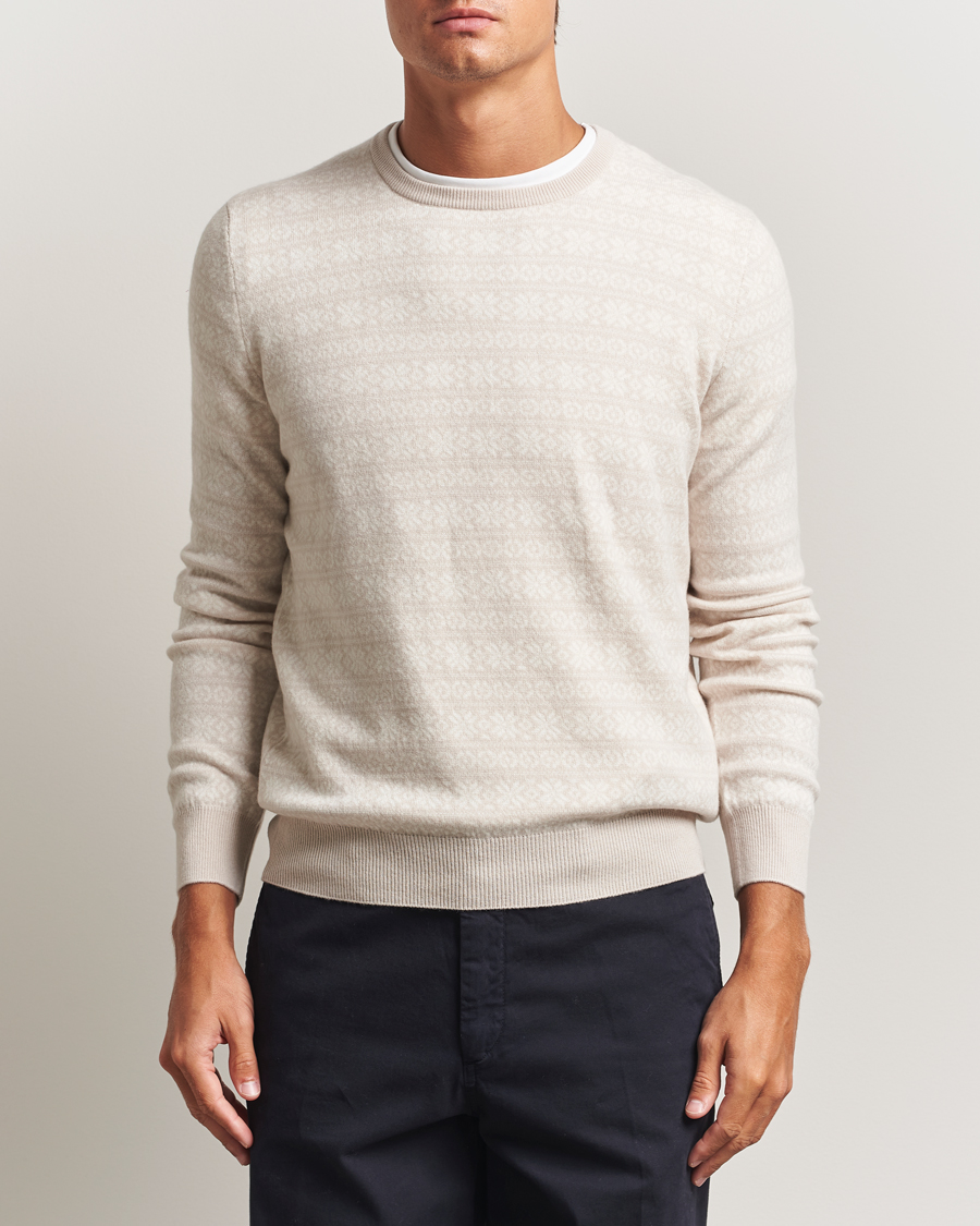 Herren | Pullover | Gran Sasso | Wool/Cashmere Fairisle Sweater Beige Melange