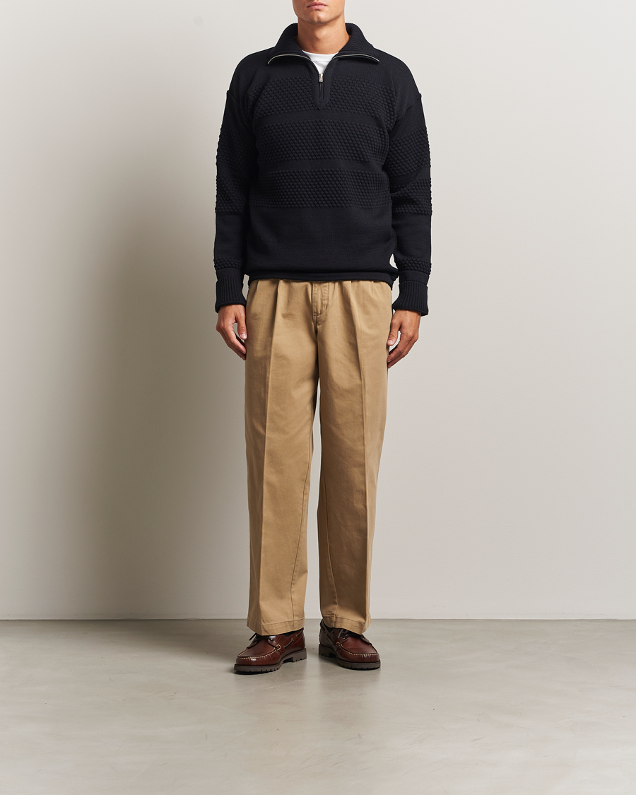 Herren | Pullover | S.N.S. Herning | Fisherman Wool Short Zip Navy