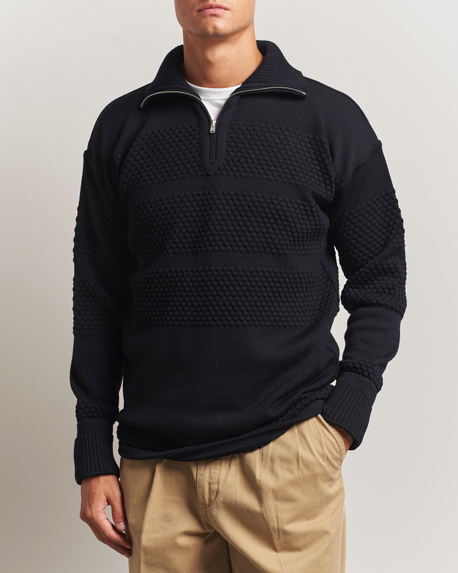 Herren | Pullover | S.N.S. Herning | Fisherman Wool Short Zip Navy