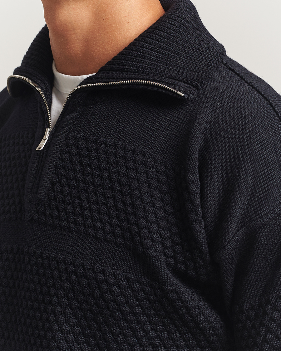 Herren | Pullover | S.N.S. Herning | Fisherman Wool Short Zip Navy