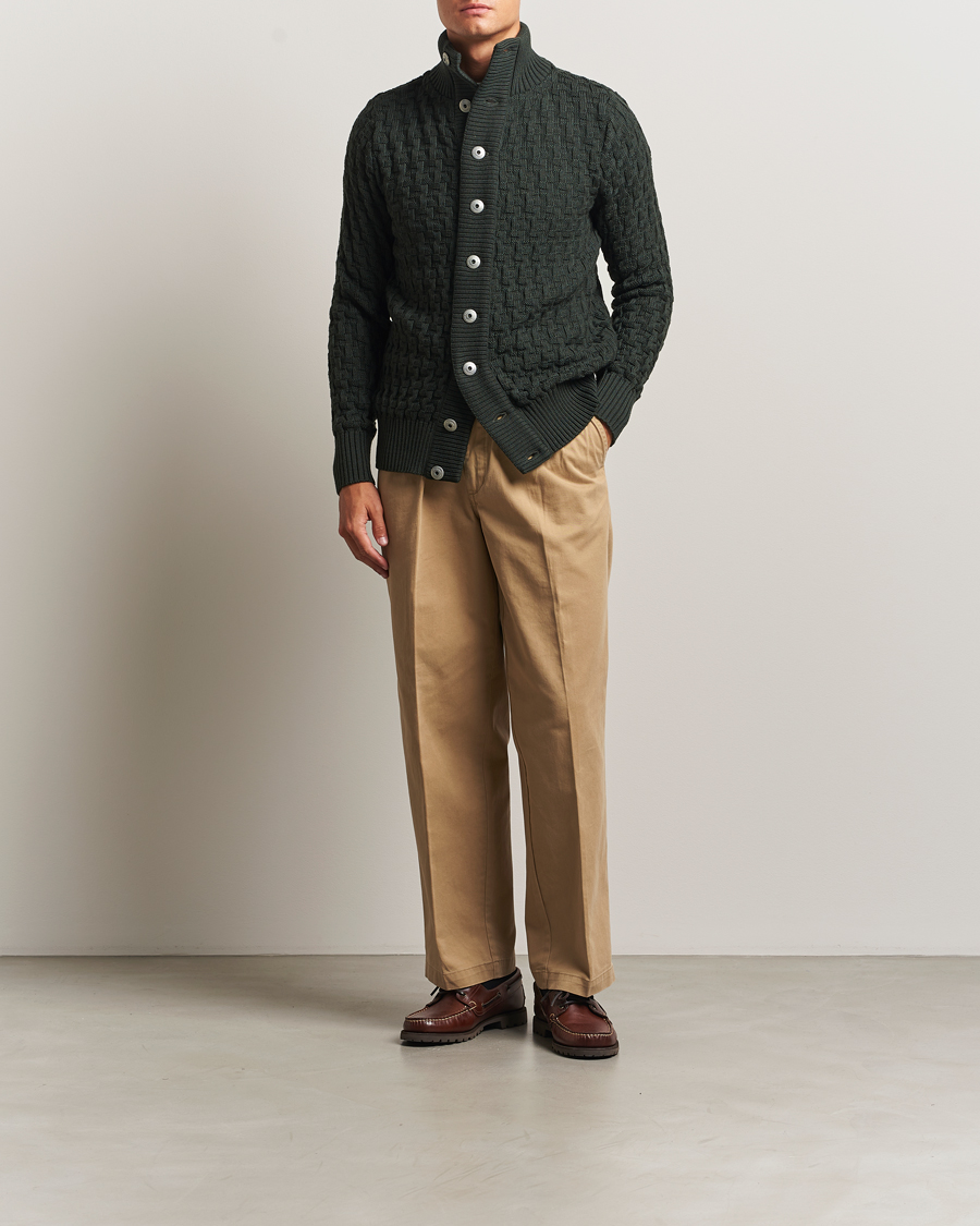 Herren | Pullover | S.N.S. Herning | Stark Wool Cable Cardigan Dark Forest Green