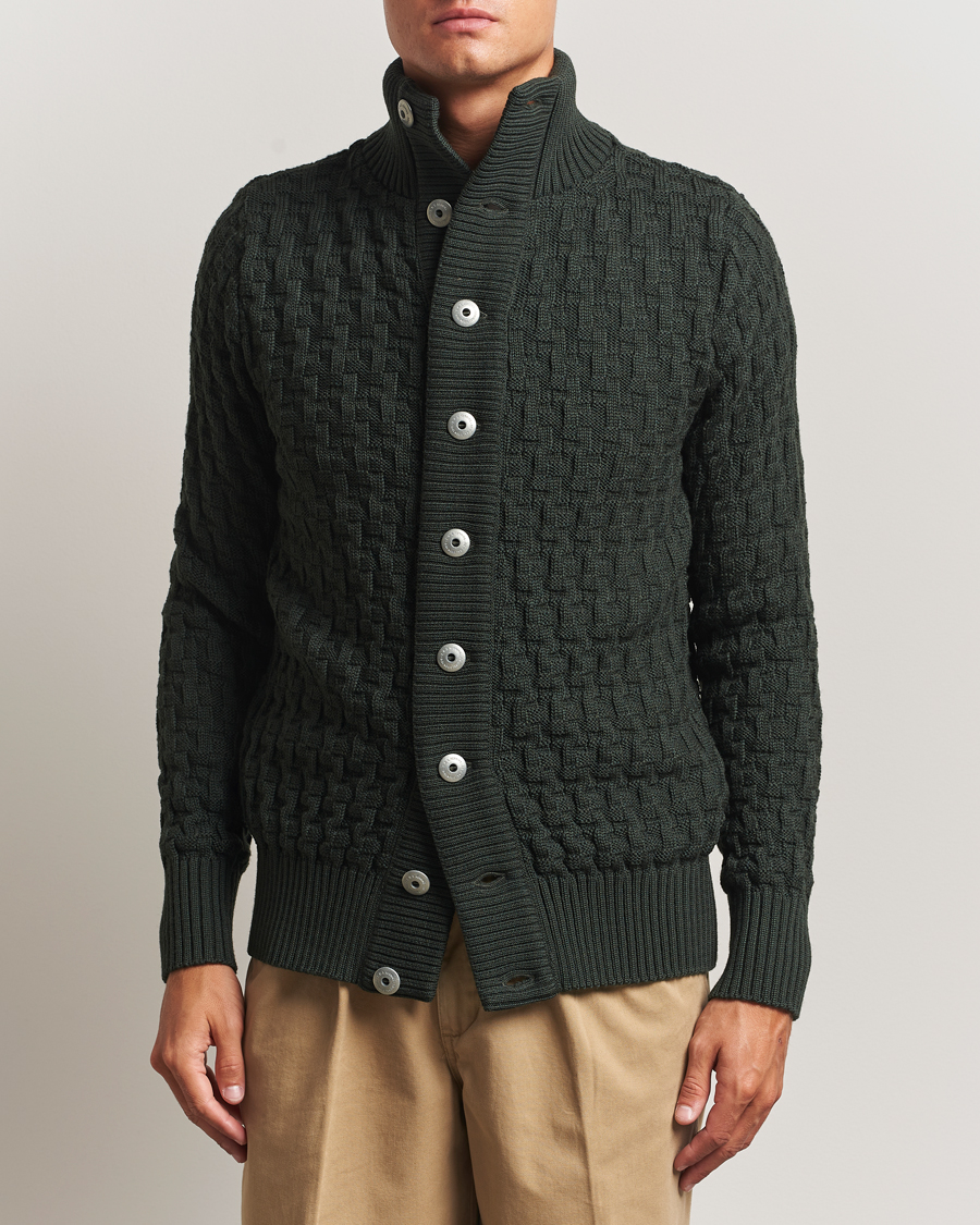 Herren | Pullover | S.N.S. Herning | Stark Wool Cable Cardigan Dark Forest Green