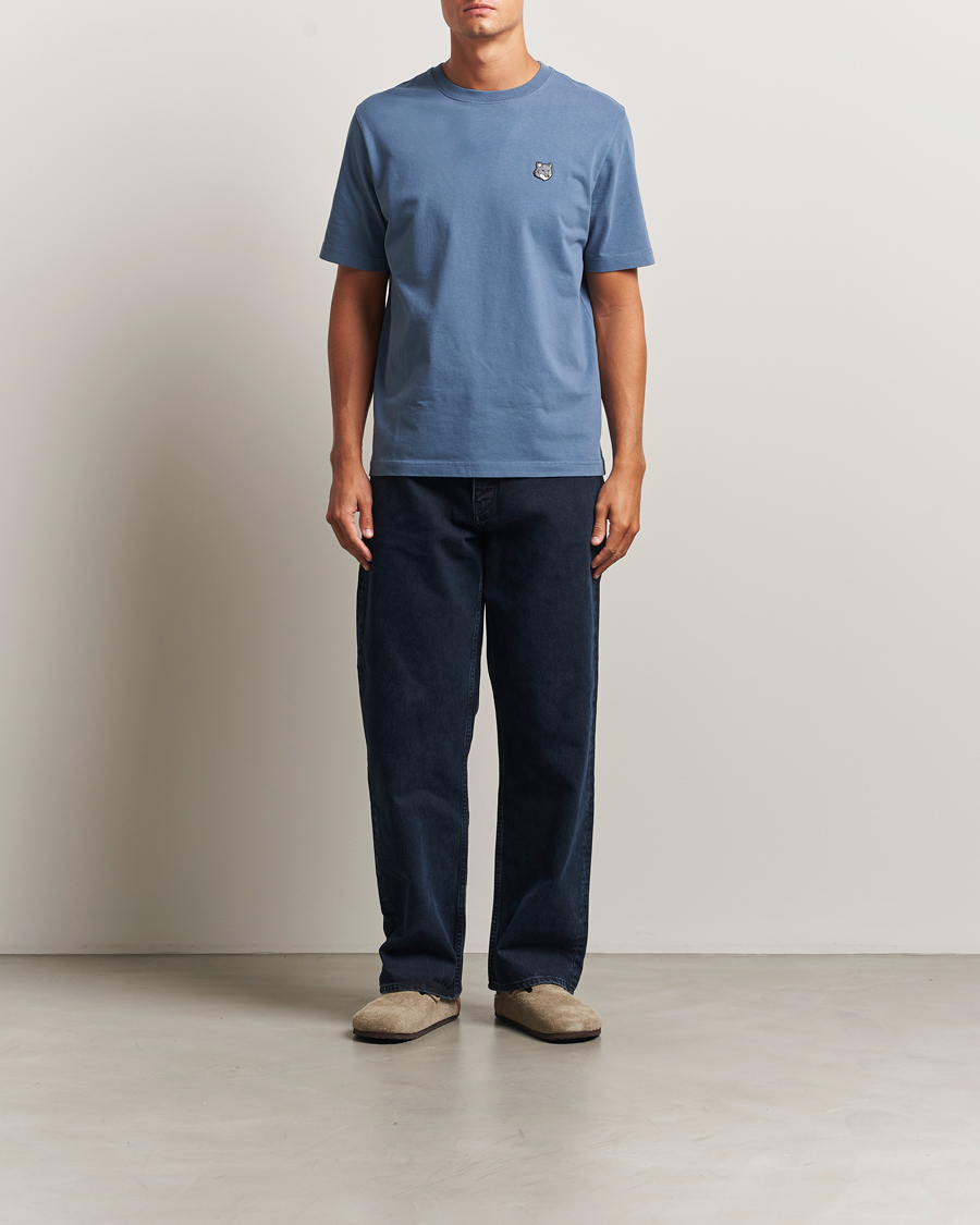 Herren | T-Shirts | Maison Kitsuné | Grey Fox Head T-Shirt Seine Blue