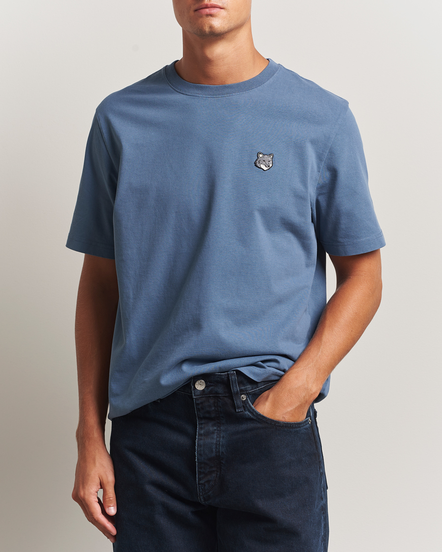 Herren | T-Shirts | Maison Kitsuné | Grey Fox Head T-Shirt Seine Blue