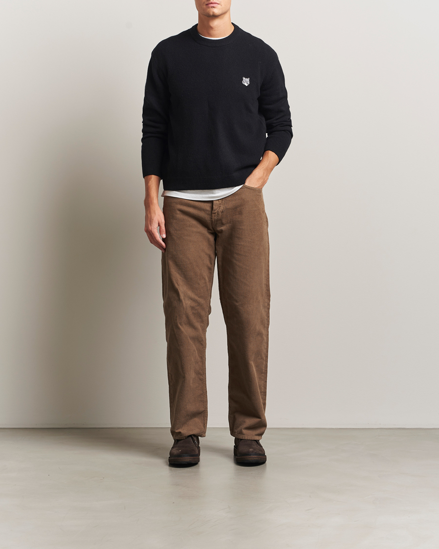 Herren | Pullover | Maison Kitsuné | Grey Fox Head Lambswool Sweater Black