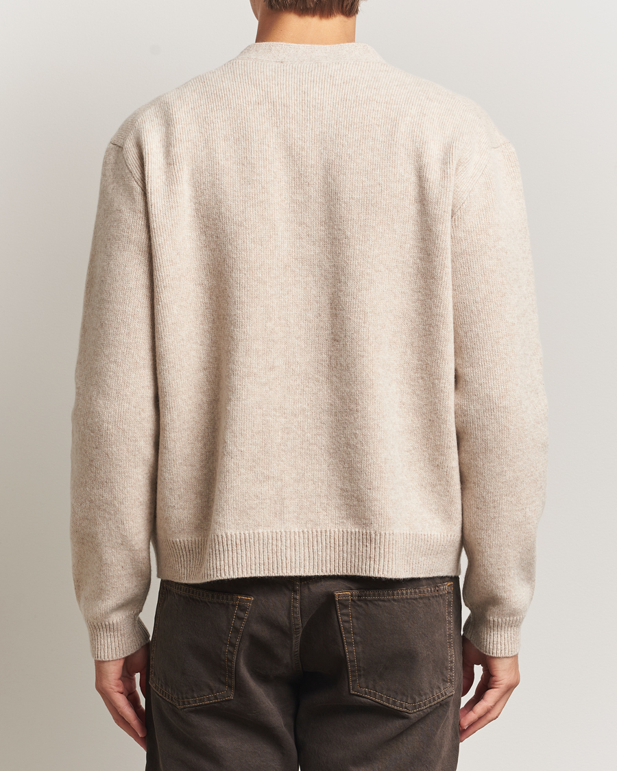 Herren | Pullover | Maison Kitsuné | Grey Fox Head Milano Lambswool Cardigan Tan Beige