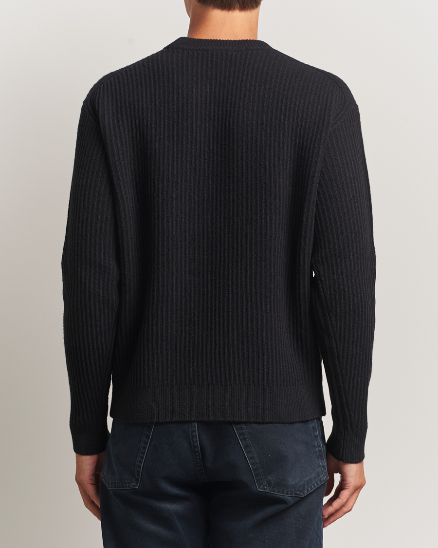 Herren | Pullover | Maison Kitsuné | Tonal Fox Head Wool Ribbed Sweater Black