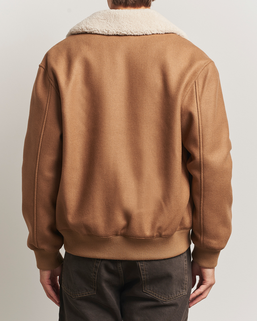 Herren | Jacken | Maison Kitsuné | Wool Shearling Collar Aviator Jacket Ginger Brown