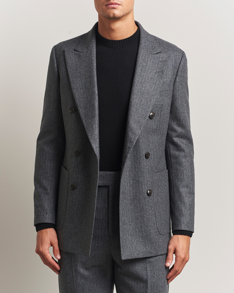 Herren | Sakkos | Tiger of Sweden | Joachim Wool Double Breasted Pinstriped Blazer Silver
