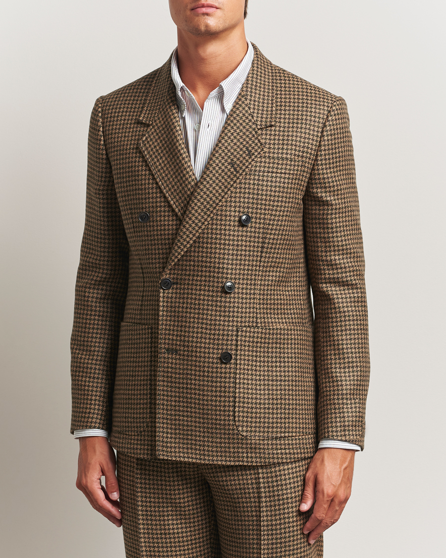 Herren | Sakkos | Tiger of Sweden | Jeen Swedish Wool Dogtooth Blazer Brown Olive