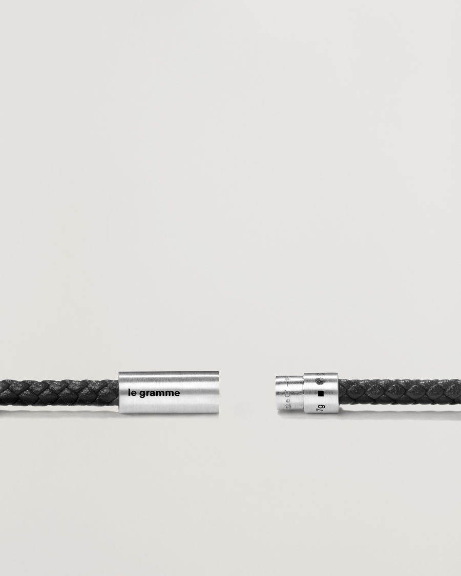 Herren | Schmuck | LE GRAMME | Leather Cable Bracelet Black/Sterling Silver 7g