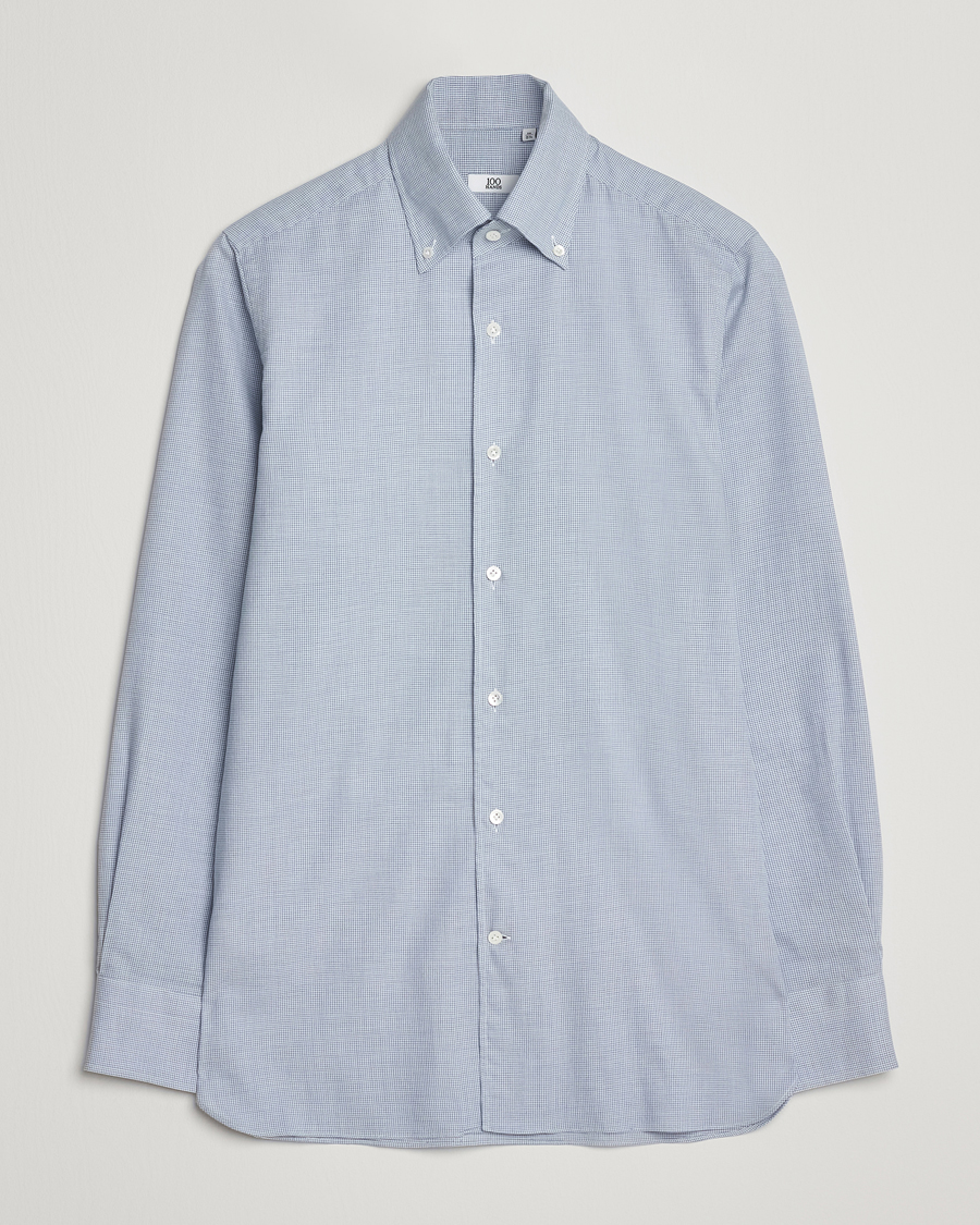 Herren | Hemden | 100Hands | Micro Houndstooth Flannel Button Down Blue
