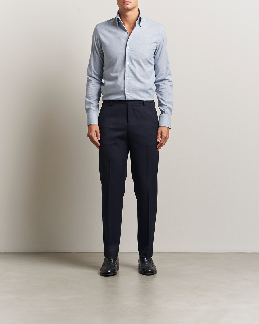 Herren | Hemden | 100Hands | Micro Houndstooth Flannel Button Down Blue