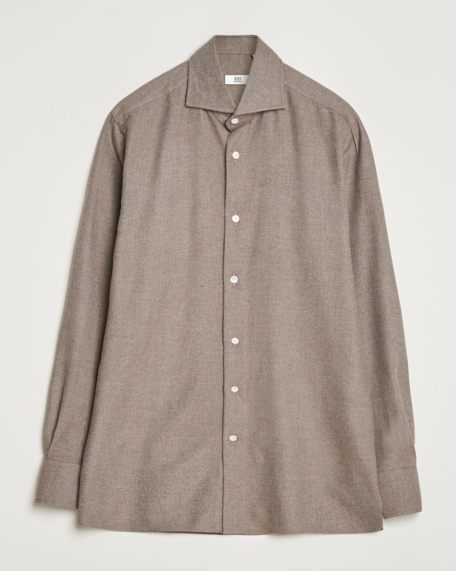 Herren | Hemden | 100Hands | Herringbone Flannel Cut Away Shirt Caramel