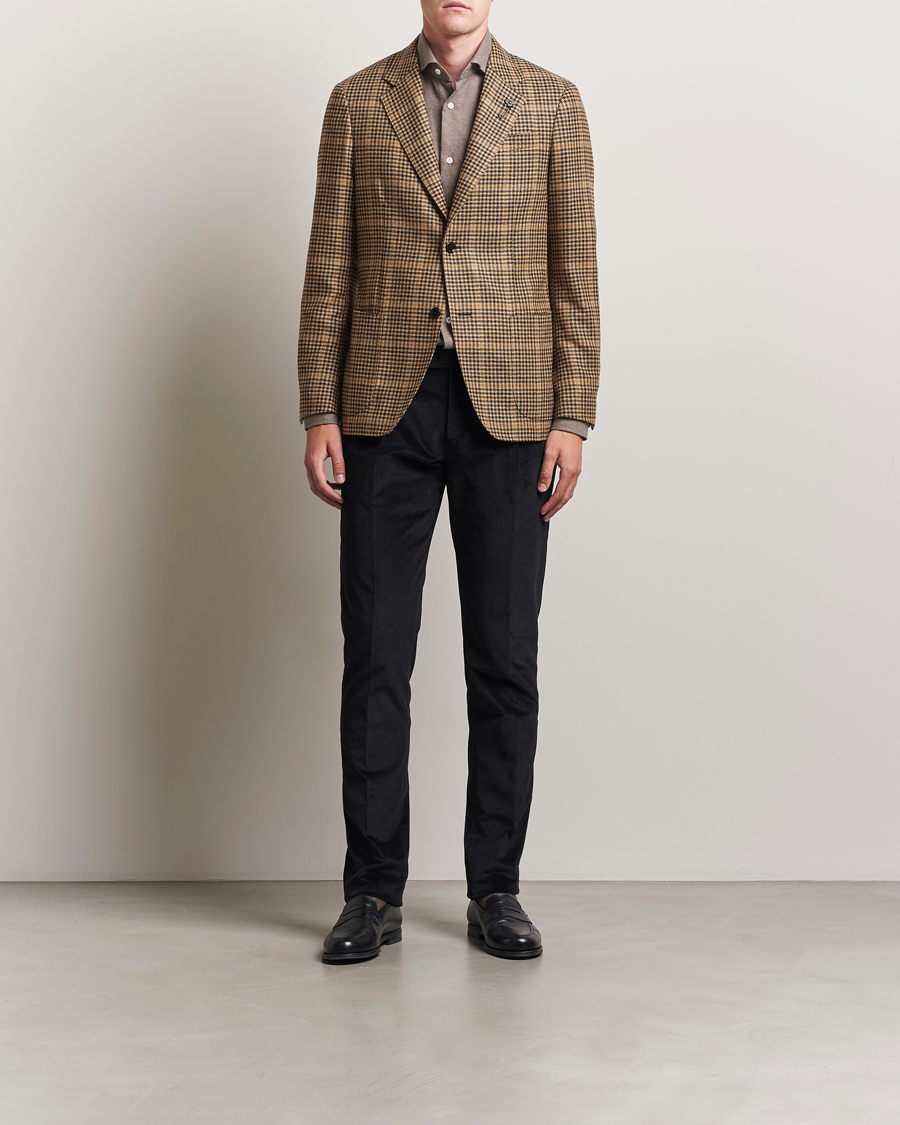 Herren | Hemden | 100Hands | Herringbone Flannel Cut Away Shirt Caramel