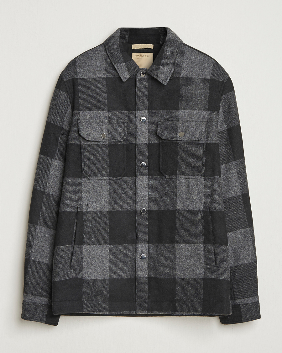 Herren | Jacken | Woolrich | Alaskan Melton Wool Shirt Jacket Charcoal Buffalo