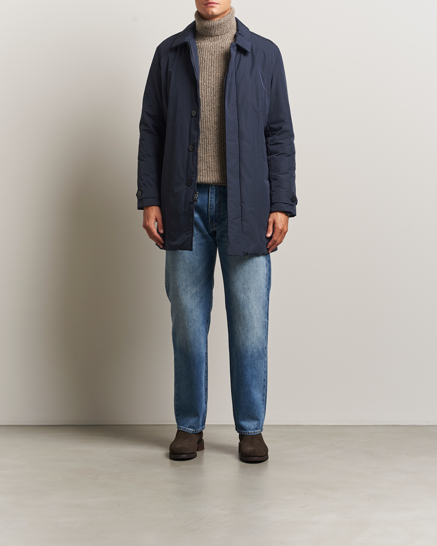 Herren | Jacken | Woolrich | Peached Primaloft Padded Carcoat Melton Blue