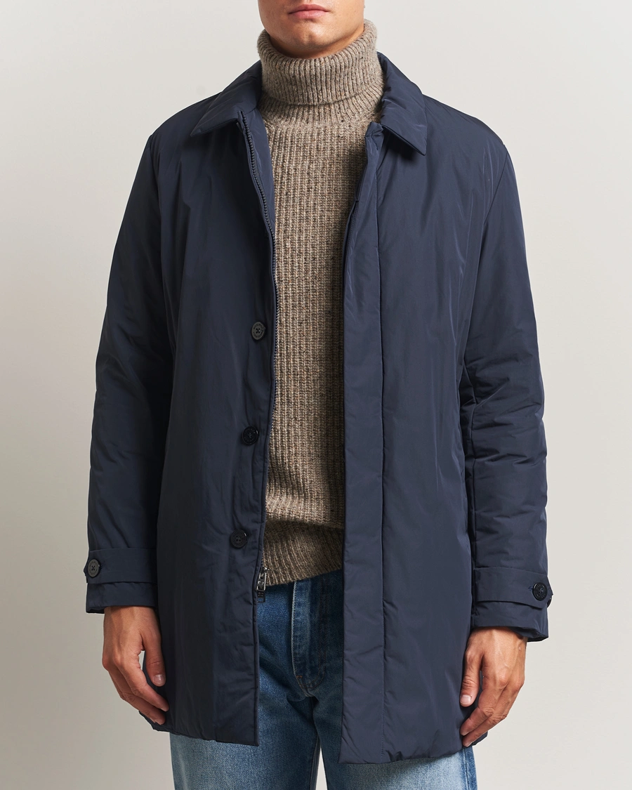 Herren | Jacken | Woolrich | Peached Primaloft Padded Carcoat Melton Blue