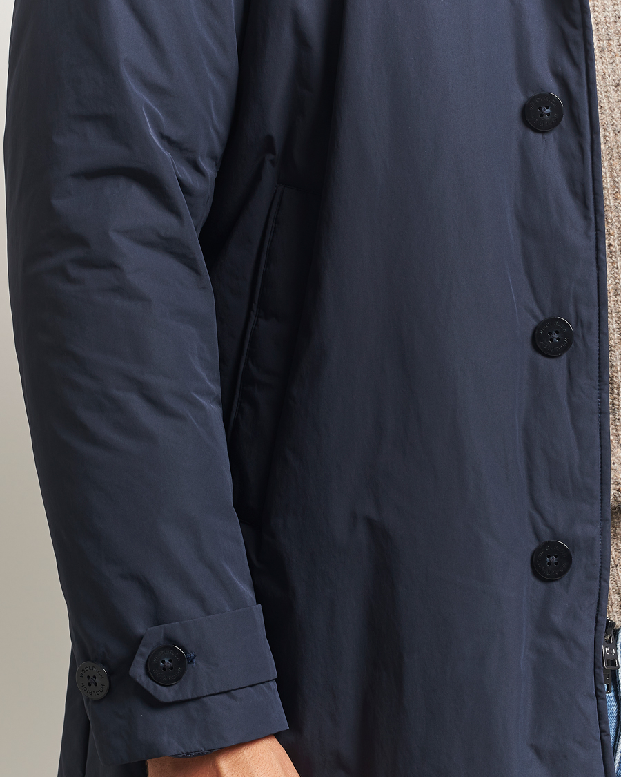 Herren | Jacken | Woolrich | Peached Primaloft Padded Carcoat Melton Blue
