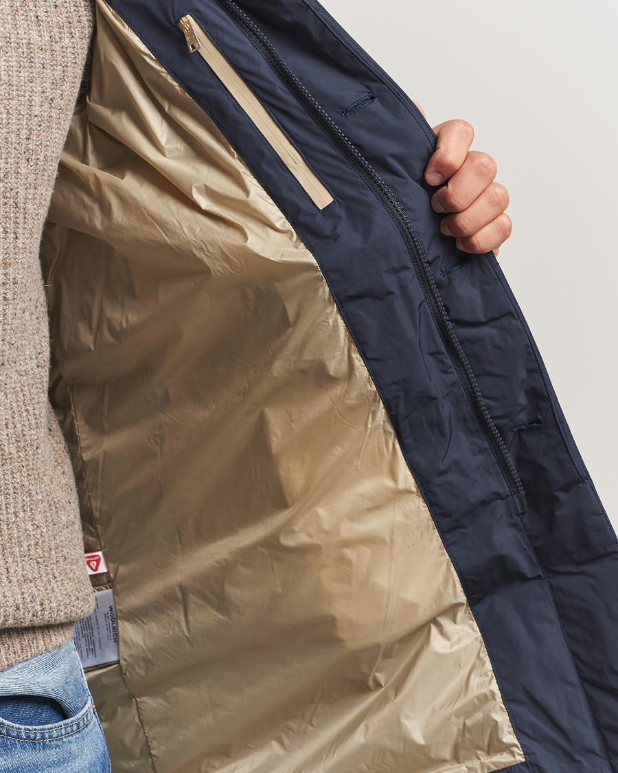 Herren | Jacken | Woolrich | Peached Primaloft Padded Carcoat Melton Blue