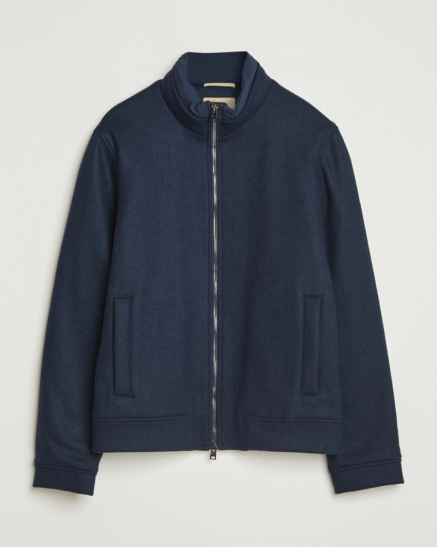 Herren | Jacken | Woolrich | Knitted Wool Lewis Bomber Melton Blue