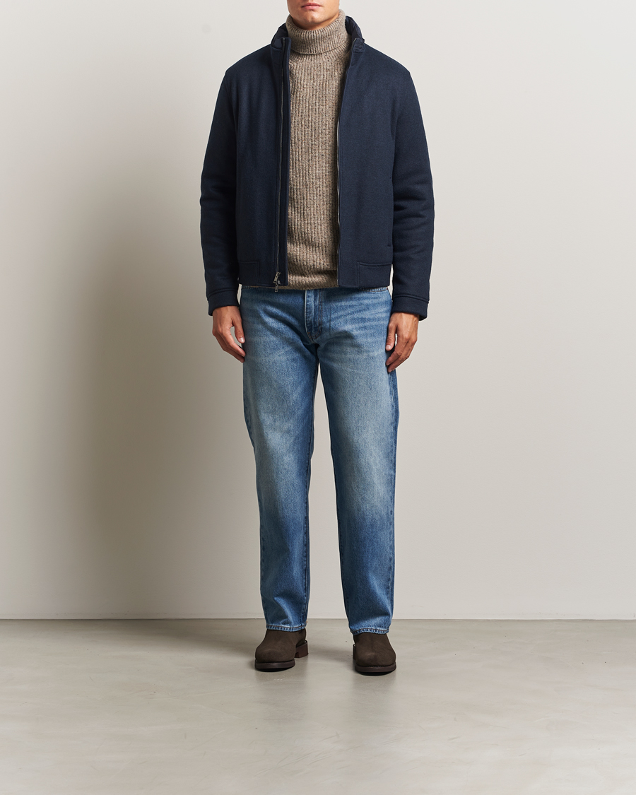 Herren | Jacken | Woolrich | Knitted Wool Lewis Bomber Melton Blue