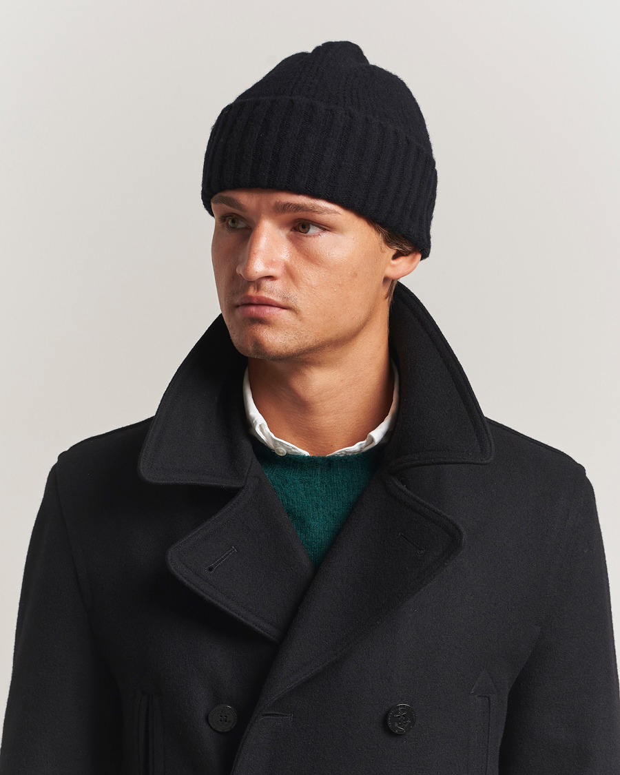 Herren | Mützen | Robert Mackie | Rona Ribbed Shaggy Lambswool Beanie Black