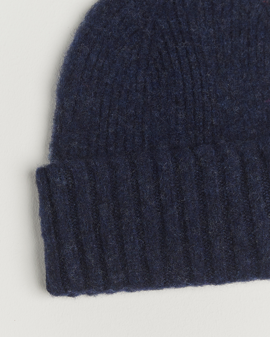 Herren | Mützen | Robert Mackie | Rona Ribbed Shaggy Lambswool Beanie Blue