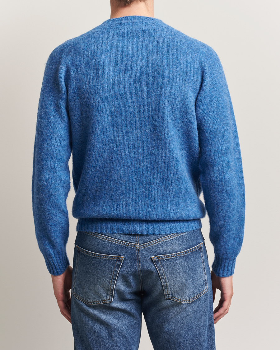 Herren | Pullover | Harley Of Scotland | Brushed Supersoft Lambswool Crewneck Cobalt