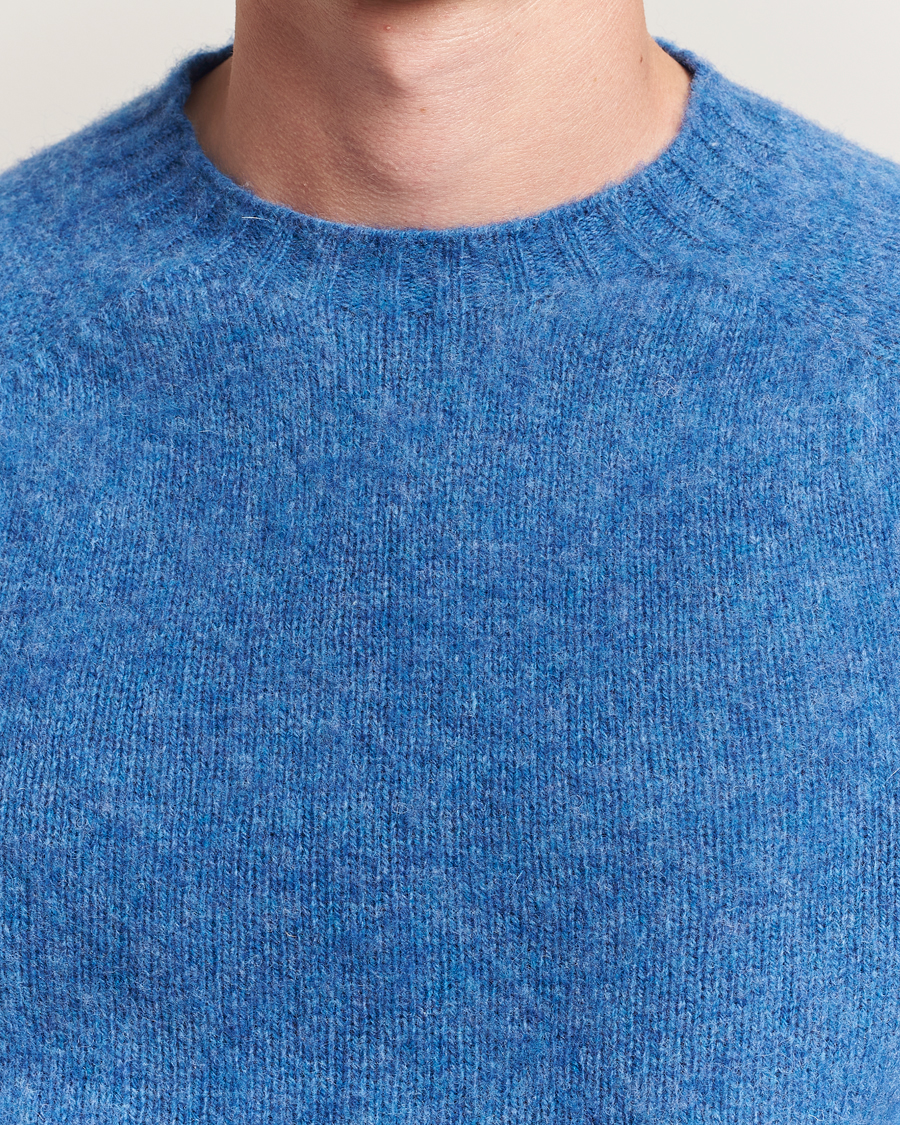 Herren | Pullover | Harley Of Scotland | Brushed Supersoft Lambswool Crewneck Cobalt