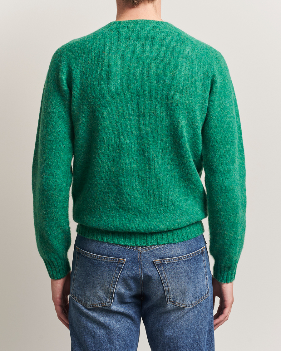 Herren | Pullover | Harley Of Scotland | Brushed Supersoft Lambswool Crewneck Evergreen